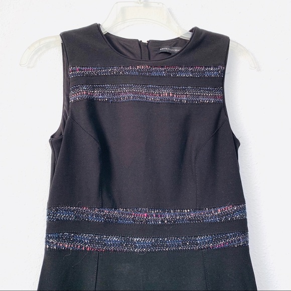 WHBM Body Perfecting Tweed Inset Sheath Dress Sz 0 - Picture 5 of 7